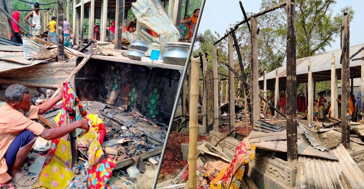 শেরপুরে আগুনে পুড়ল কৃষকের ঘর ও গবাদি পশু