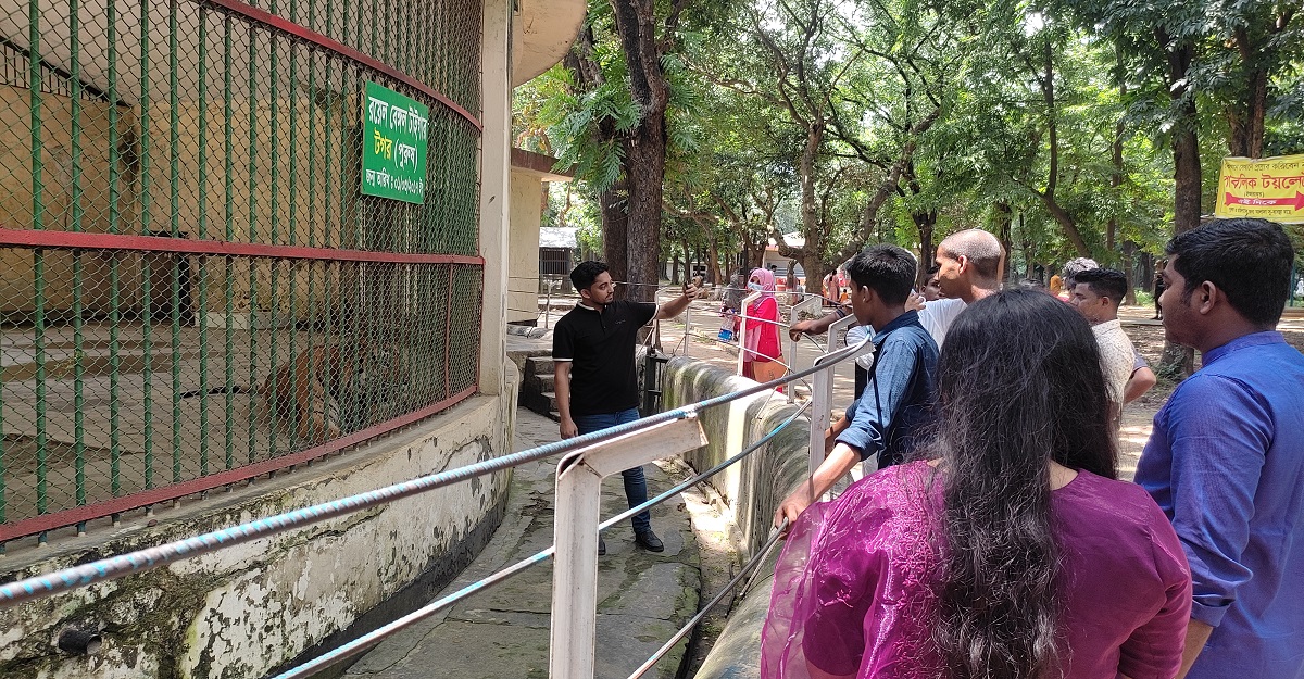 বাঘ-সিংহের খাঁচার সামনে ঝুঁকি নিয়ে সেলফি