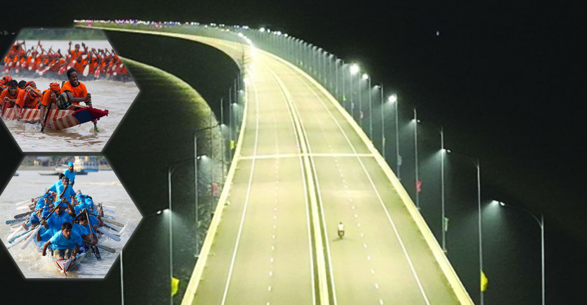 স্বপ্নের সেতুর উদ্বোধন ঘিরে পদ্মায় নৌকাবাইচ