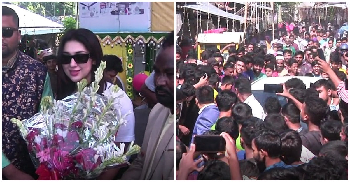 কুড়িগ্রামে অপু বিশ্বাসকে দেখতে হাজারো দর্শকের ভিড়