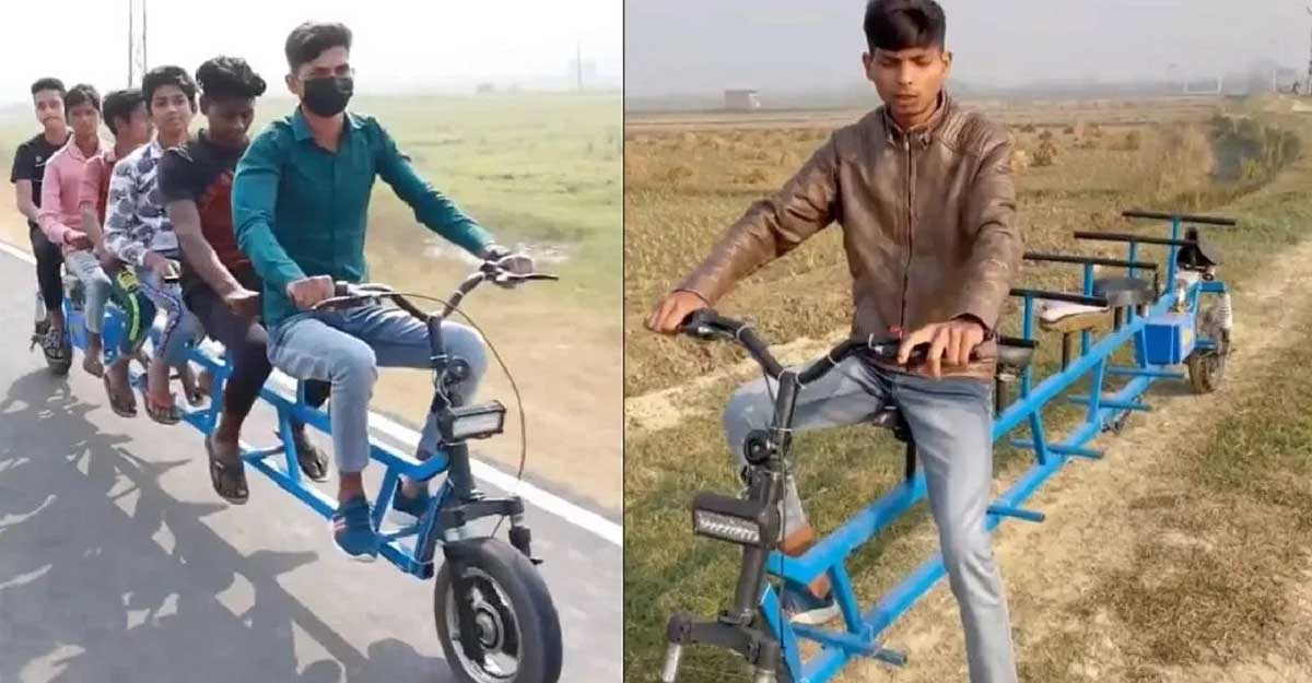 ৬ সিটের ইলেকট্রিক সাইকেল বানিয়ে চমকে দিলেন তরুণ