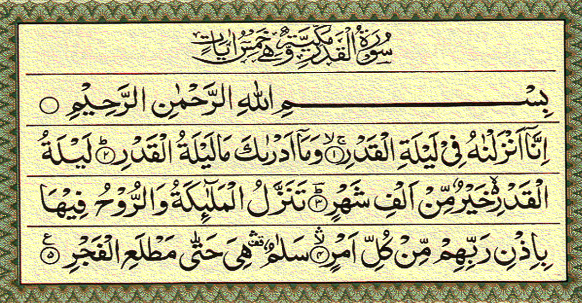 শবে কদর সম্পর্কে সুরা কদরে যা বর্ণিত হয়েছে