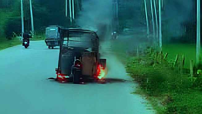 চলন্ত অটোরিকশায় হঠাৎ আগুন