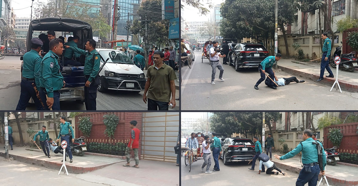 শিক্ষার্থীদের সংঘর্ষ: ছবি তোলায় পুলিশের মারধরের শিকার সাংবাদিক