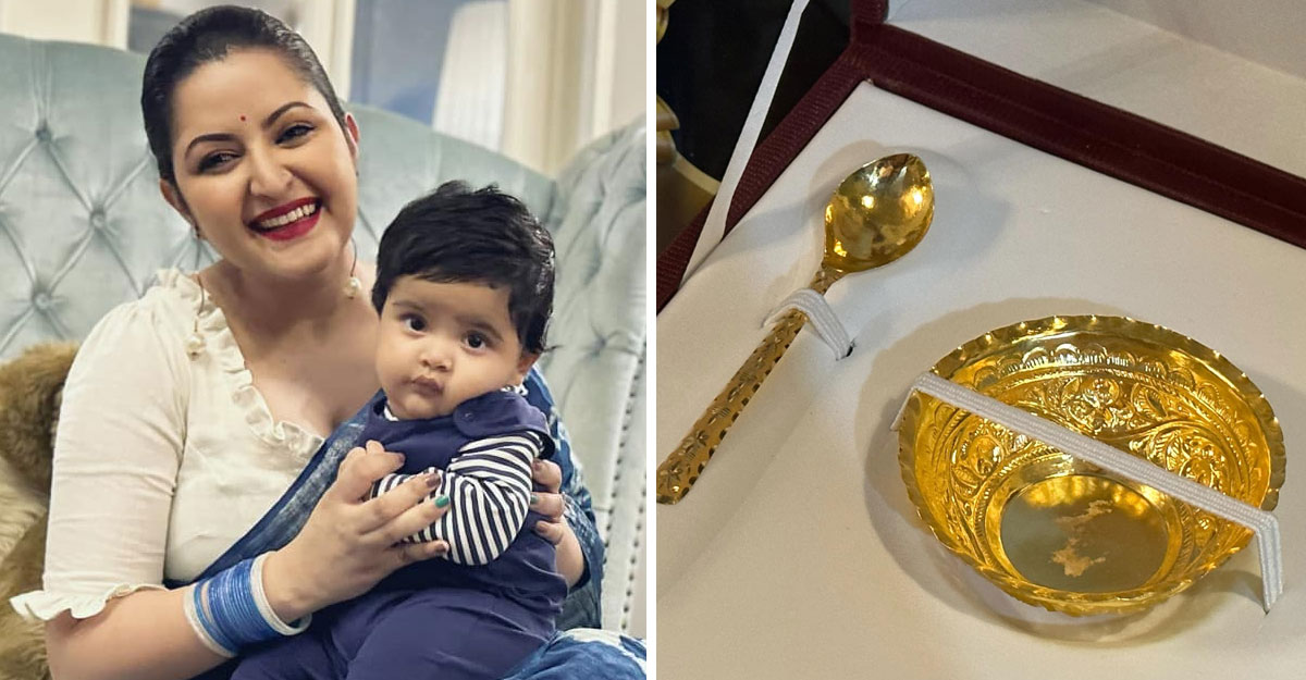 সোনার চামচে মুখে ভাত পরীমণির ছেলের