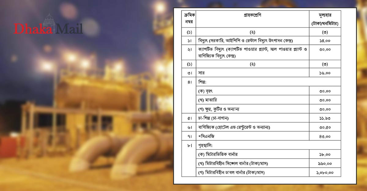 কোন খাতে কত বাড়ল গ্যাসের দাম?