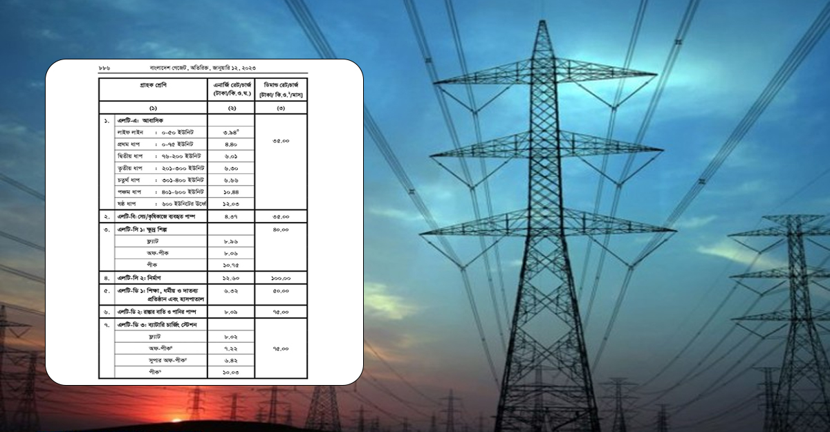 গ্রাহক পর্যায়ে কত বাড়ল বিদ্যুতের দাম?