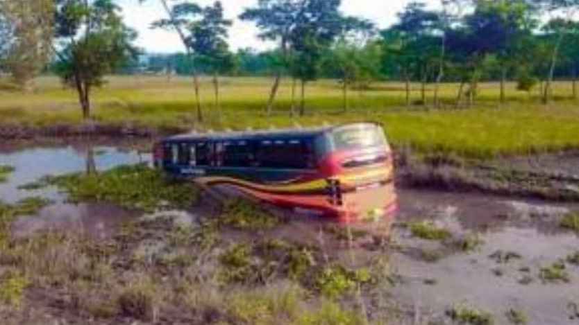 ভোলাগঞ্জ মহাসড়কে যাত্রীবাহী বাস খাদে, আহত ৫