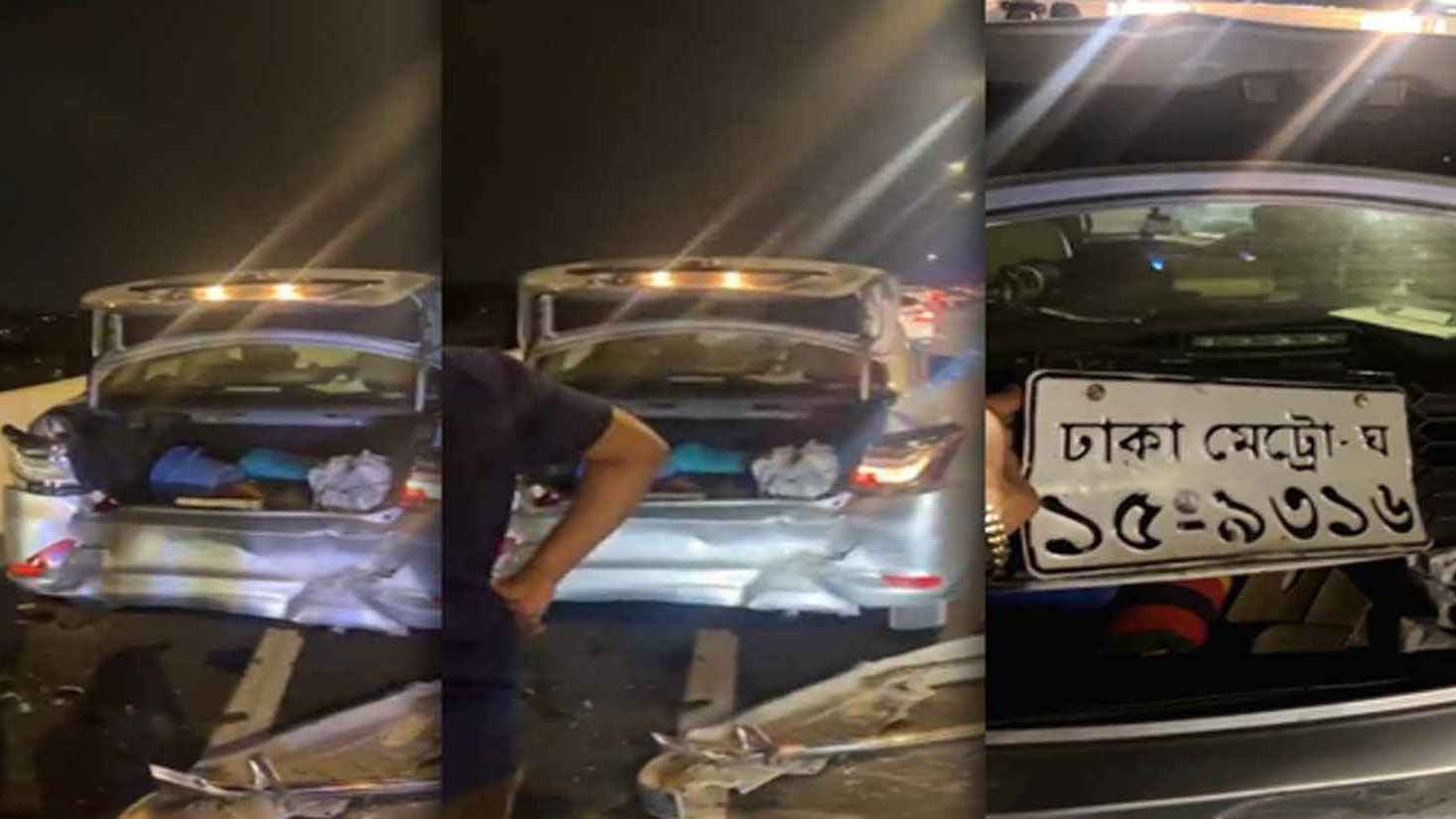 এলিভেটেড এক্সপ্রেসওয়েতে দুমড়ে-মুচড়ে গেল প্রাইভেটকার