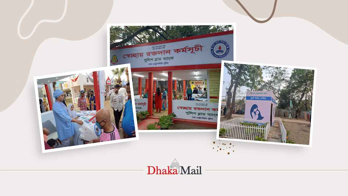 বইমেলায় স্বেচ্ছায় রক্তদান, রক্তচাপ ও শর্করা নির্ণয়সহ একাধিক সেবা