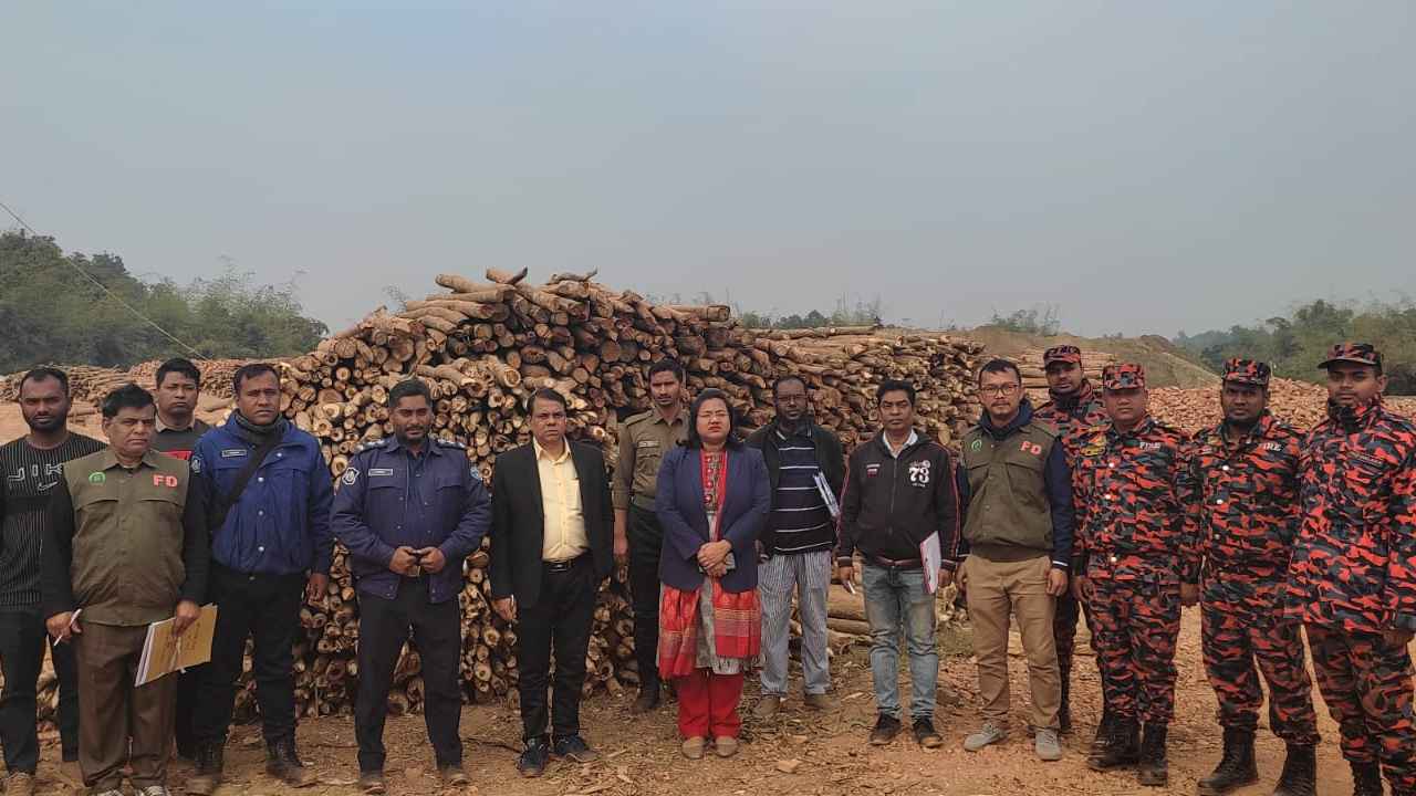 খাগড়াছড়ির চারটি ইটভাটা থেকে বিপুল পরিমাণ জ্বালানি কাঠ জব্দ