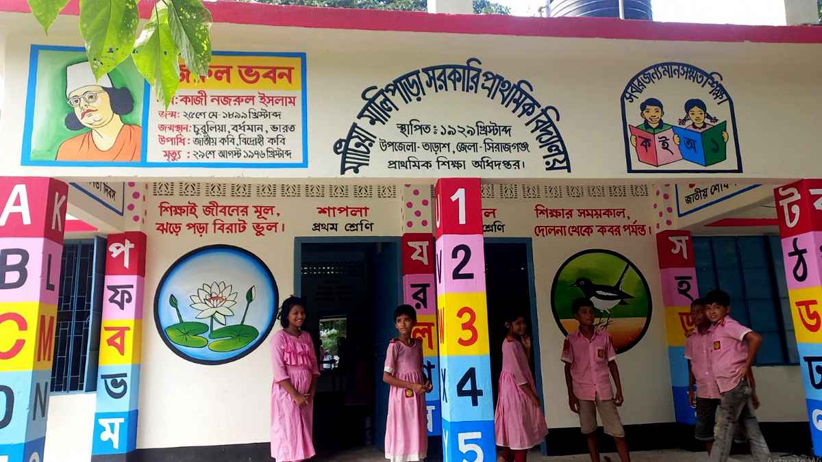 রংতুলির আঁচড়ে বদলে যাচ্ছে প্রাথমিক বিদ্যালয়