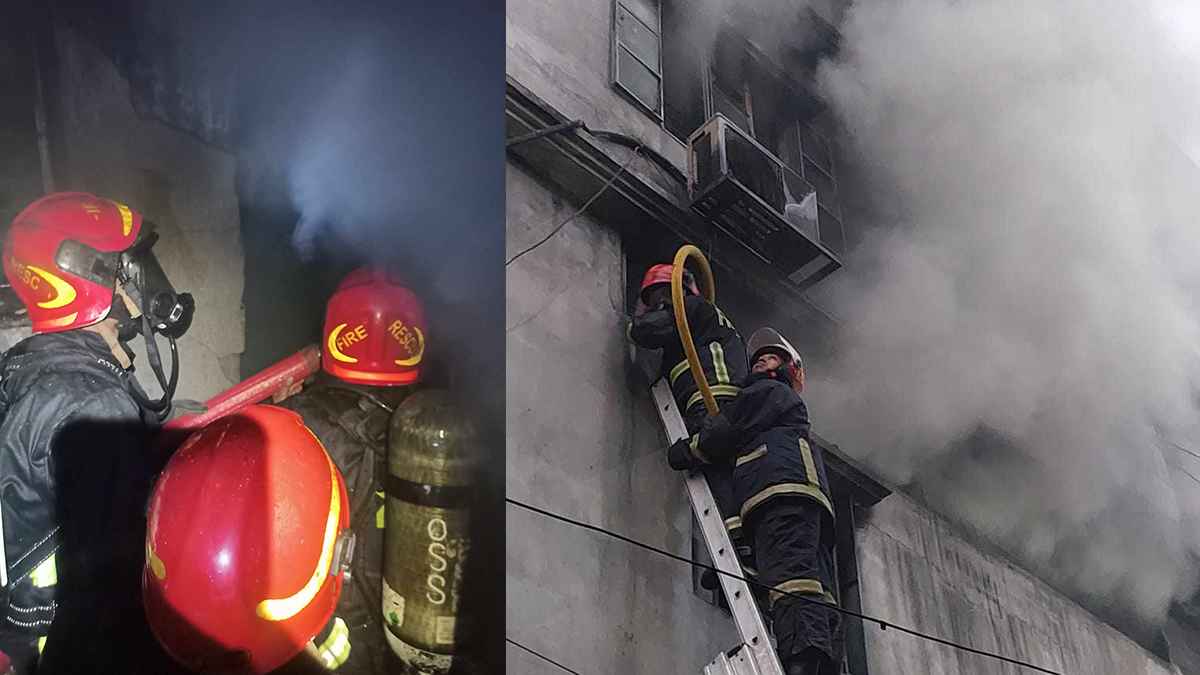 পরিপূর্ণভাবে আগুন নেভাতে ভবনটিতে ঢুকছে ‘ব্রিদিং ইউনিট’