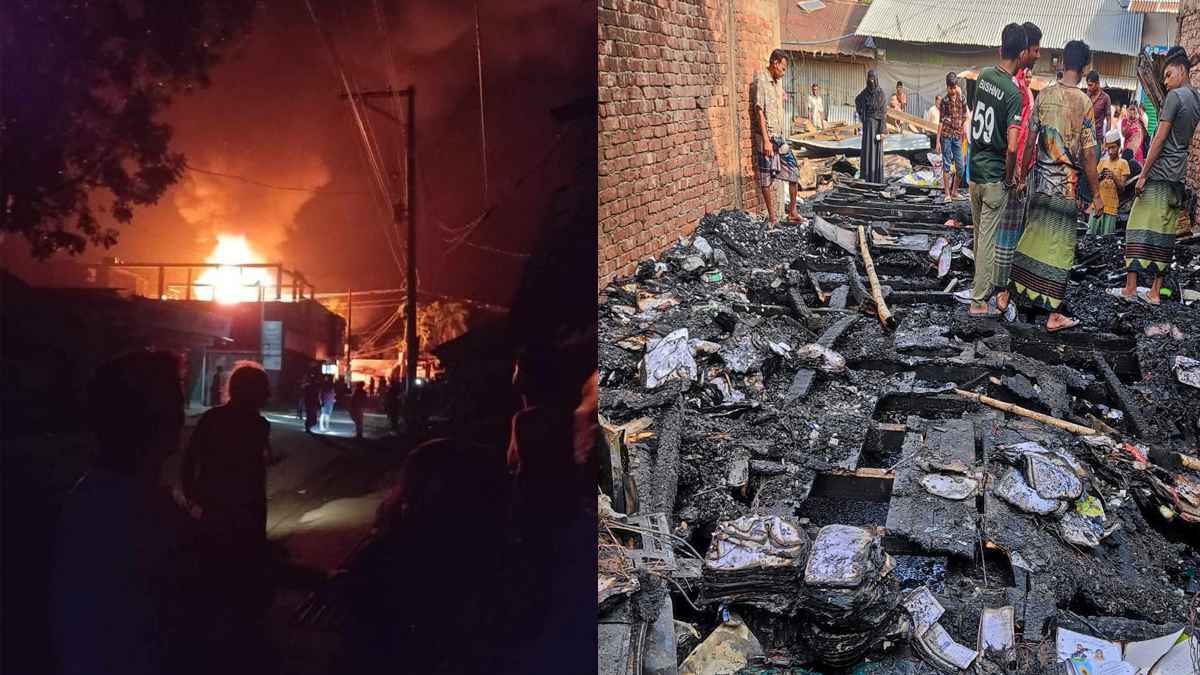 নাজিরপুরে আগুনে পুড়ে ছাই ১২ দোকান, কোটি টাকার ক্ষতি