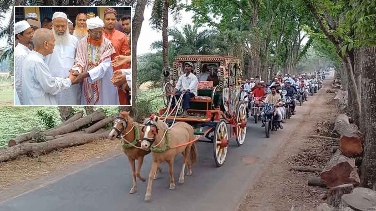 ৪০ বছর ইমামতি শেষে ঘোড়ার গাড়িতে বিদায়