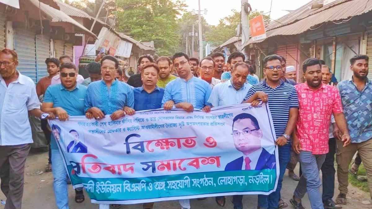 লোহাগড়ায় বিএনপির বিক্ষোভ মিছিল ও প্রতিবাদ সমাবেশ