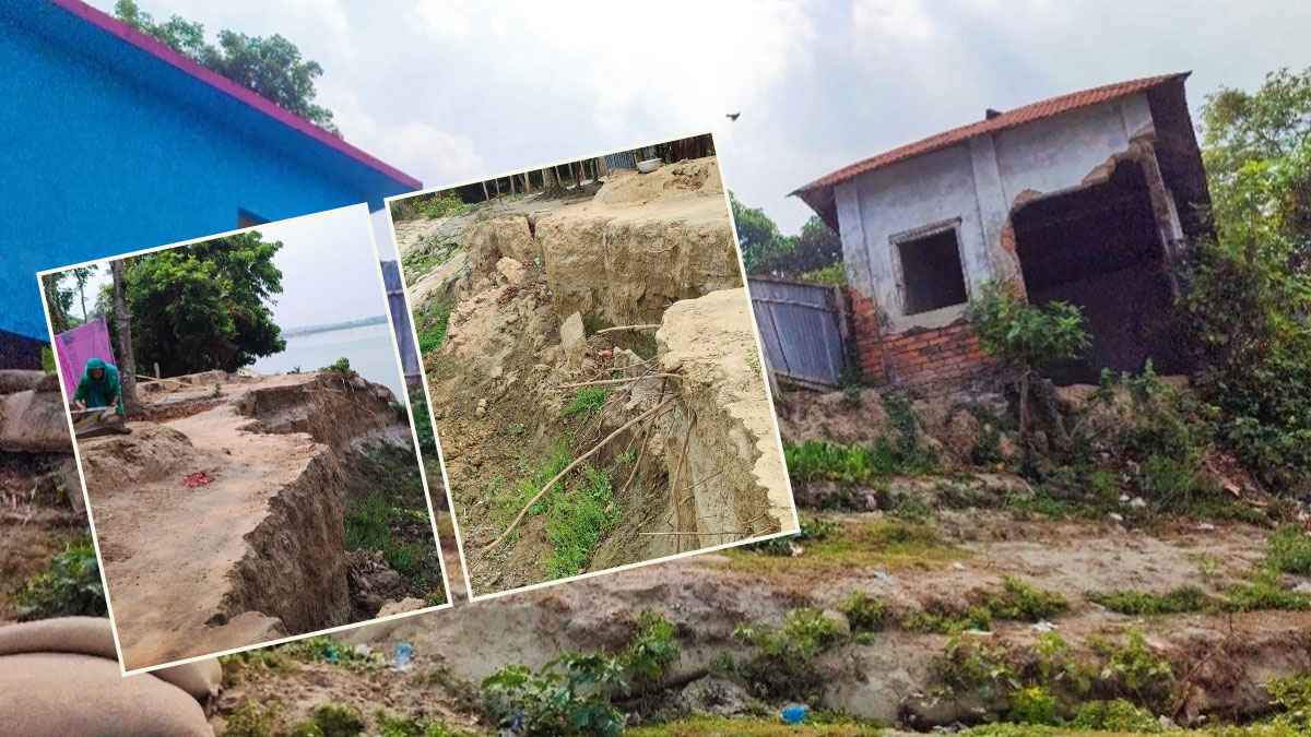 মধুমতীতে পানি কম, ঢেউ নেই—তবু চলছে ভাঙন