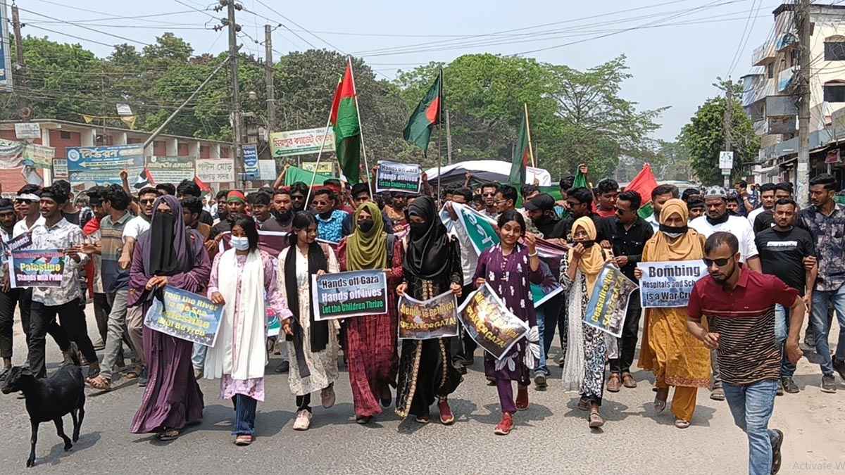 ফিলিস্তিনে হামলার প্রতিবাদে পঞ্চগড়ে ছাত্রদলের বিক্ষোভ
