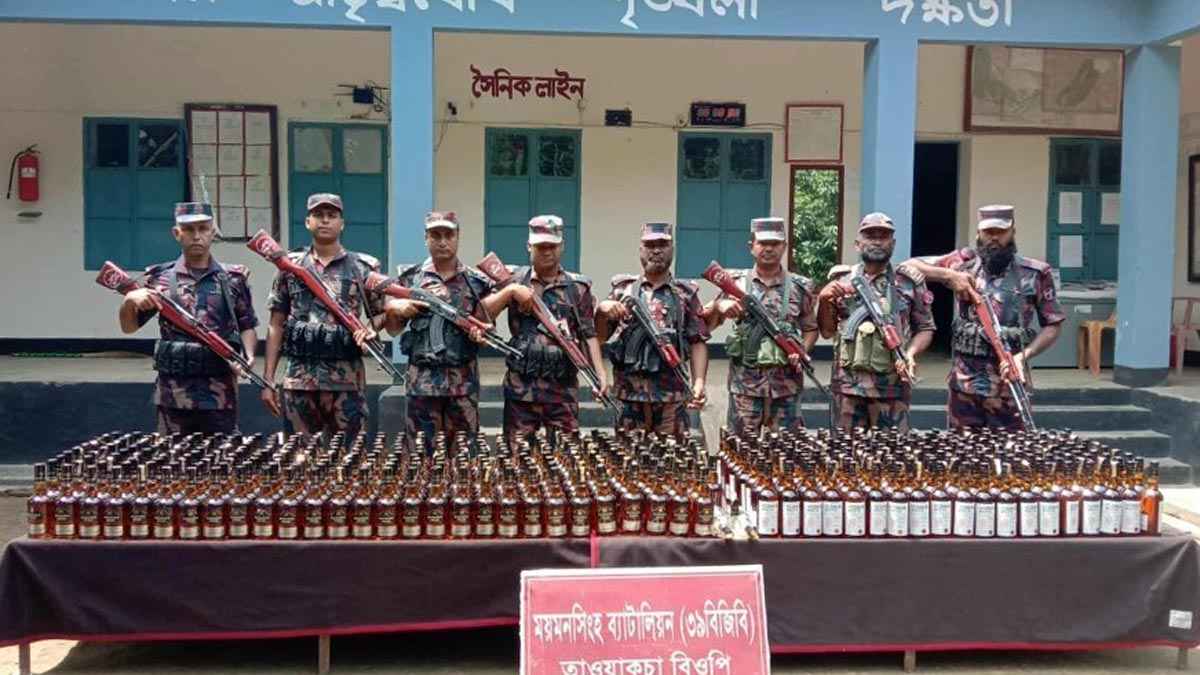 শেরপুর সীমান্তে ৪৯৭ বোতল ভারতীয় মদ ও ২টি গরু জব্দ