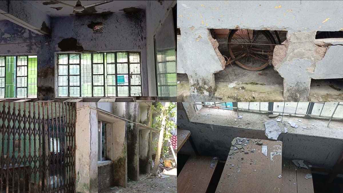 ঝুঁকিপূর্ণ ভবনে পাঠদান, আতঙ্কে শিক্ষার্থীরা