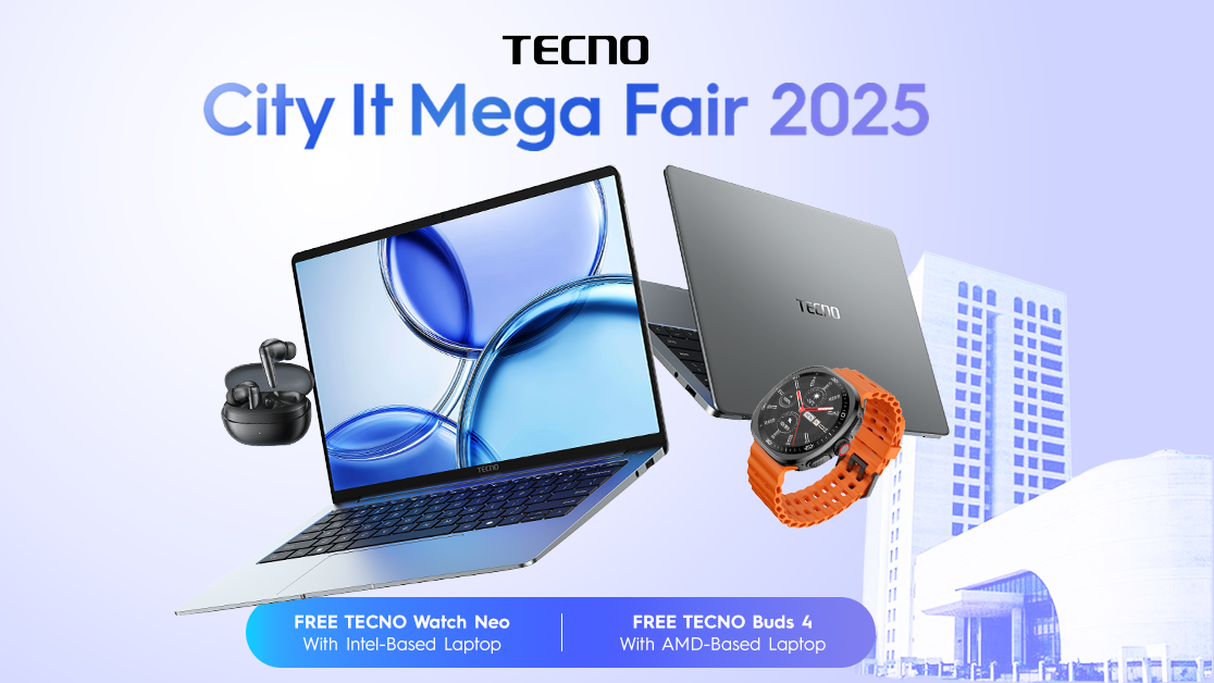সিটি আইটি মেগা ফেয়ার ২০২৫-এ বিক্রি হবে টেকনো মেগাবুক সিরিজ