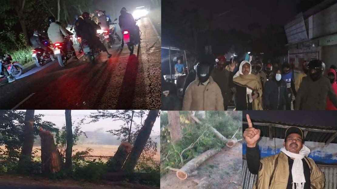 নিষিদ্ধ ঘোষিত আ.লীগের ঢাকা-বরিশাল মহাসড়কে গাছ ফেলে অবরোধ