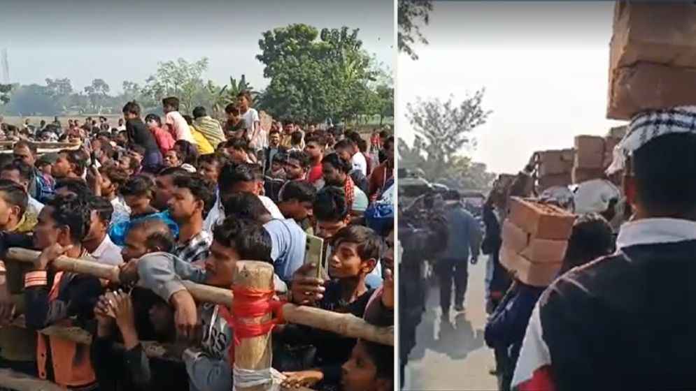 বাবরি মসজিদের ভিত্তিপ্রস্তর স্থাপন অনুষ্ঠানে মুসল্লিদের ঢল