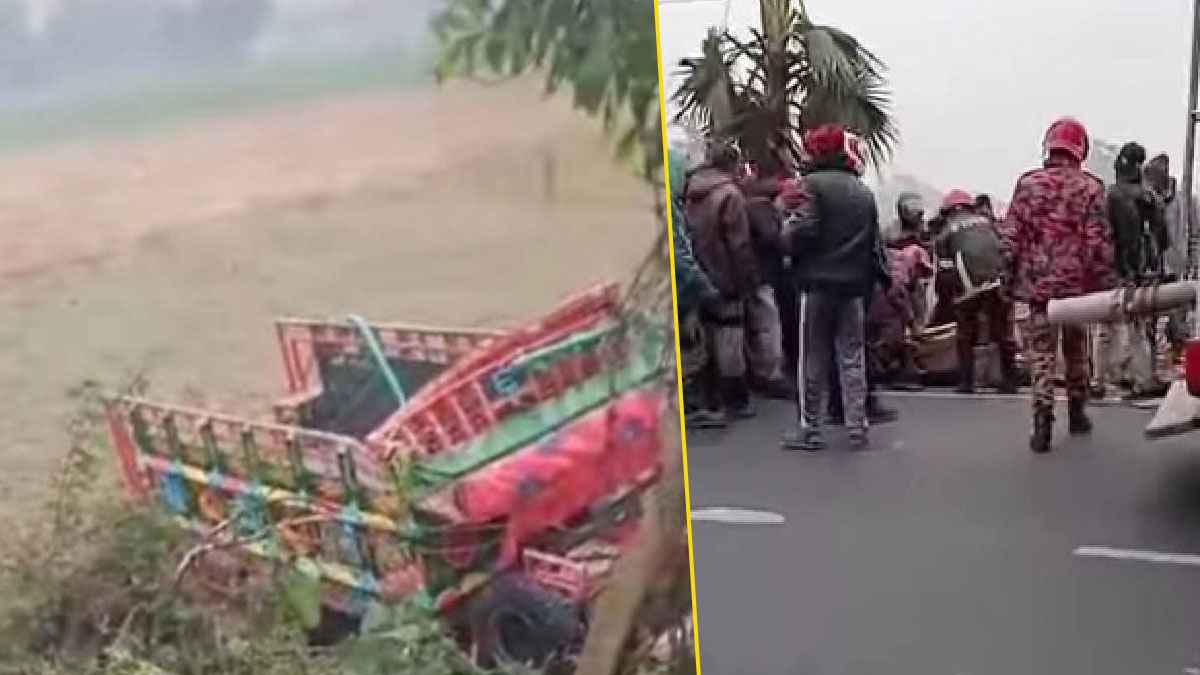 বগুড়ায় ট্রাকের ধাক্কায় ভটভটি উল্টে চালকসহ ২ জনের মৃত্যু