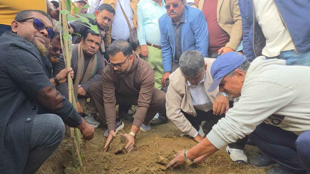 পূর্বাচলের সমাবেশে ক্ষতিগ্রস্ত স্থানে বৃক্ষ রোপণ বিএনপির 
