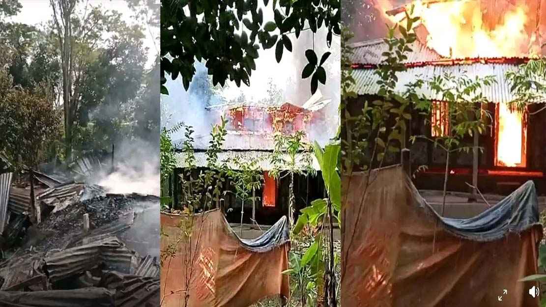 বাউফলে ছেলের দেওয়া আগুনে বাবার বসতঘর পুড়ে ছাই