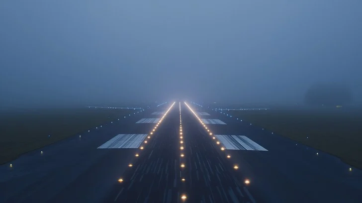 misty-runway-lights-stockcake