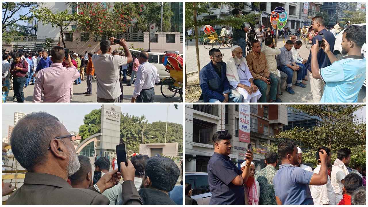 এভারকেয়ারের সামনে সেলফি আর আড্ডায় ব্যস্ত নেতাকর্মীরা