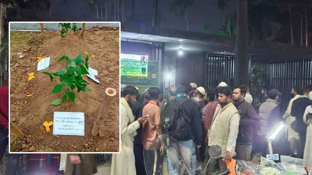 শহীদ হাদির কবর দেখতে মানুষের ভিড়, রাতভর পুলিশের পাহারা