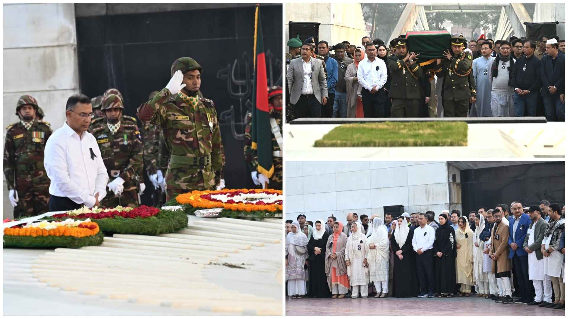 পরিবার ও স্বজনদের নিয়ে মায়ের কবরে তারেক রহমানের শ্রদ্ধা