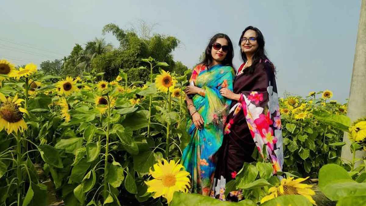 সূর্যমুখীর বাগানে দর্শনার্থীদের ভিড়, লাভের আশায় উদ্যোক্তারা