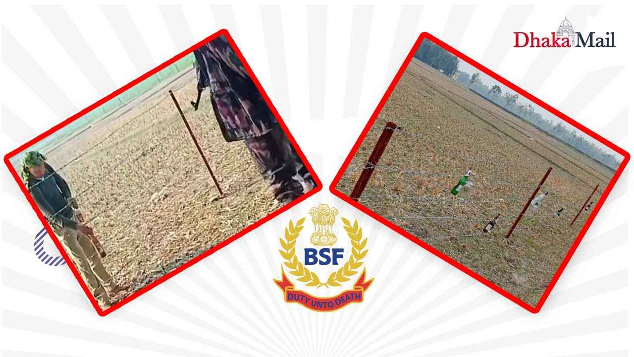 সীমান্তের কাঁটাতারের বেড়ায় মদের বোতল ঝুলিয়েছে বিএসএফ, রহস্য কী?