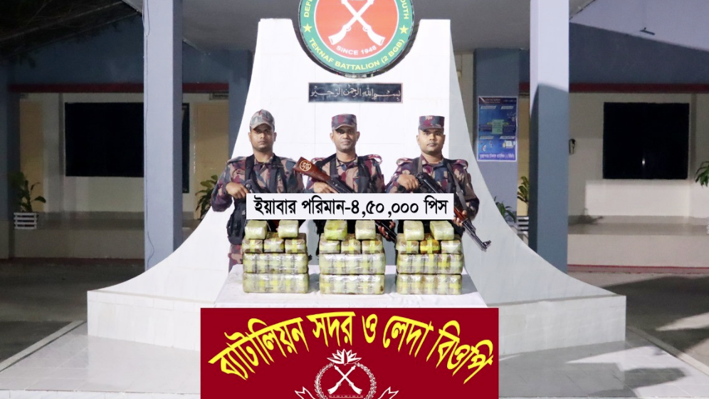 মিয়ানমার থেকে আসা সাড়ে ৪ লাখ ইয়াবার চালান জব্দ 