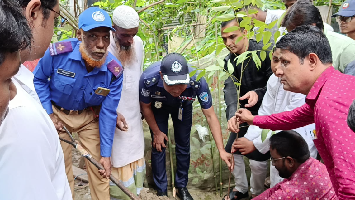 চাঁদপুরে জুলাই শহীদদের স্মরণে কবরের পাশে বৃক্ষরোপণ