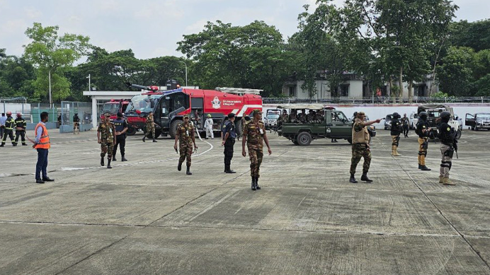সিলেটের ওসমানী বিমানবন্দরে নিরাপত্তা মহড়া অনুষ্ঠিত