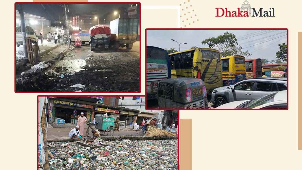 যাত্রাবাড়ীতে ময়লা, যানজট ও দূষণে বিপর্যস্ত জনজীবন