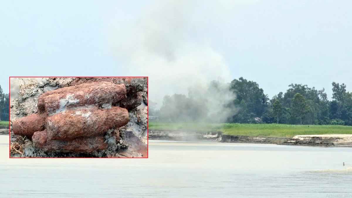 টাঙ্গাইলে উদ্ধারকৃত ১১টি মর্টার শেল যমুনা নদীতে বিস্ফোরণ