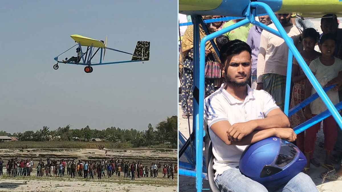 অভিজ্ঞতা ছাড়াই নিজের তৈরি বিমান উড়ালেন মানিকগঞ্জের জুলহাস