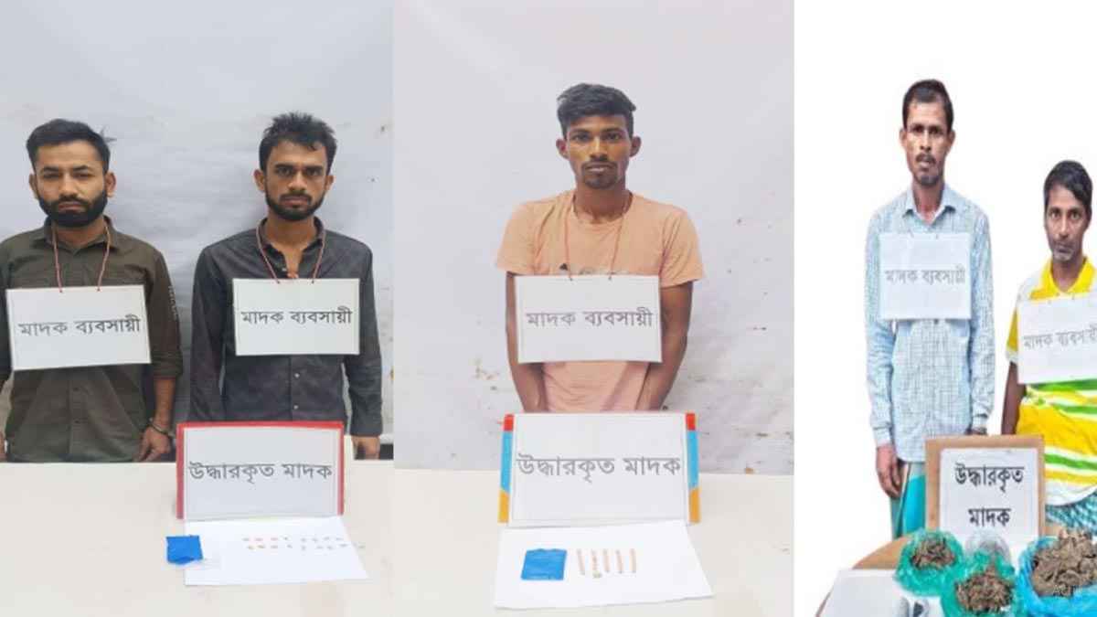 চাঁদপুরের ৩ উপজেলার ৫ মাদক কারবারি গ্রেফতার