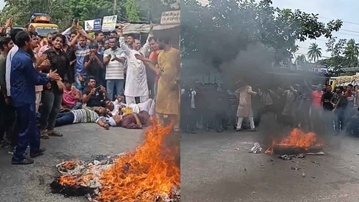 ফরিদগঞ্জে আগুন জ্বালিয়ে বিএনপি নেতাকর্মীদের সড়ক অবরোধ