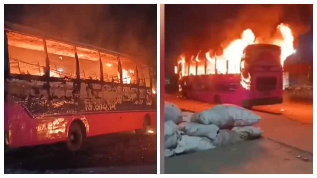 গাজীপুরে দাঁড়িয়ে থাকা ৩ বাসে আগুন