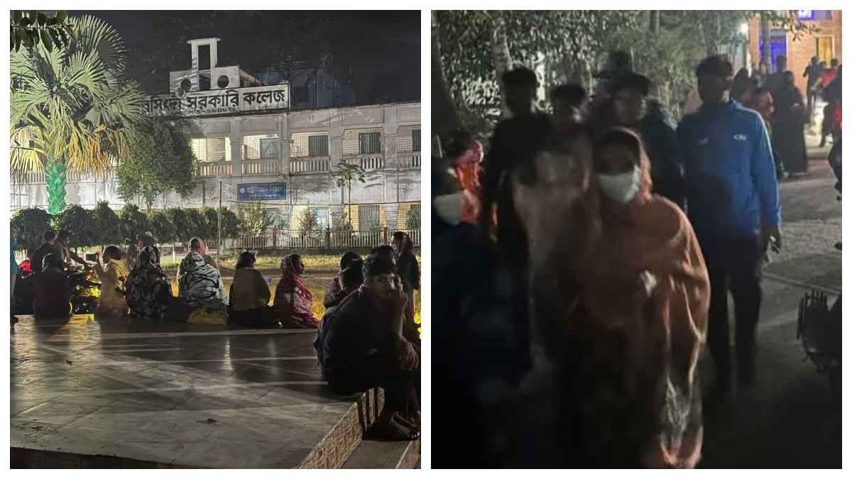 নরসিংদী জুড়ে ভূমিকম্প আতঙ্ক, খোলা আকাশের নিচে মানুষের রাত্রী যাপন