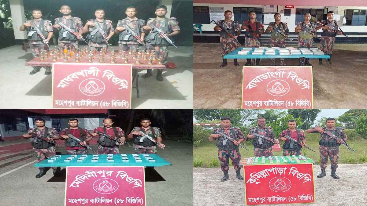 মহেশপুর সীমান্তে মদ-ভায়াগ্রা ও চর্মরোগের ওষুধ জব্দ