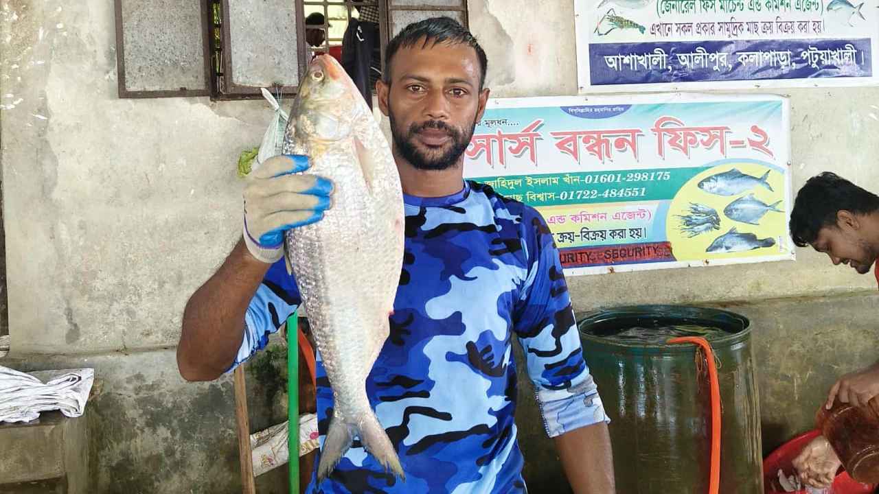 বঙ্গোপসাগরে জেলে জালে ২ কেজির ইলিশ, সাড়ে ৬ হাজারে বিক্রি