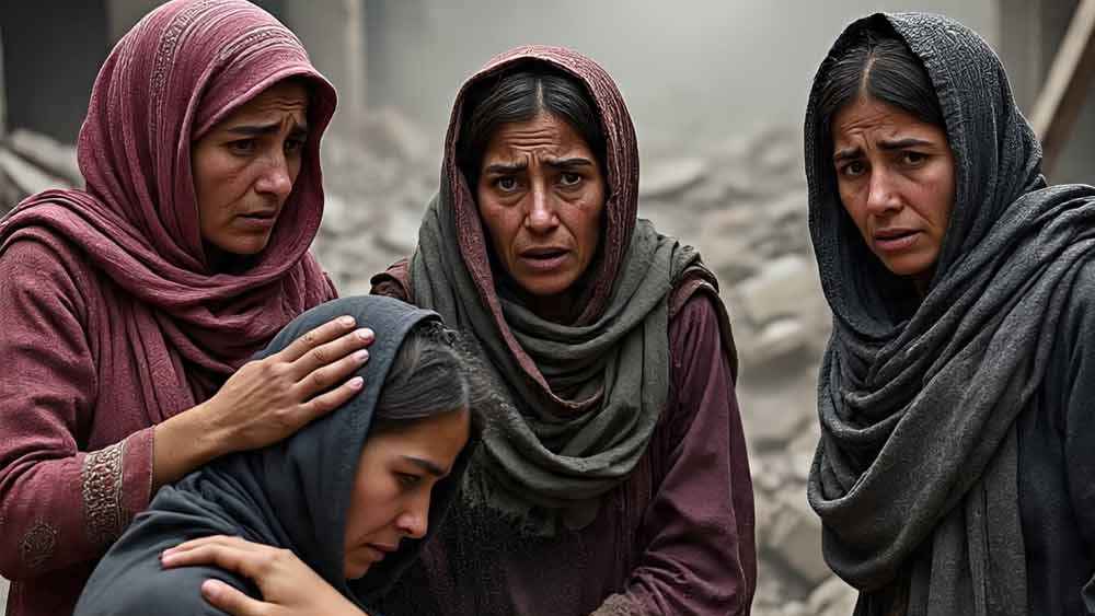 আফগানিস্তানে ধ্বংসস্তূপ জুড়ে মেয়েদের গোঙানির শব্দ