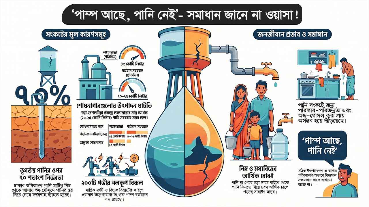 ‘পাম্প আছে, পানি নেই’ – সমাধান জানে না ওয়াসা!